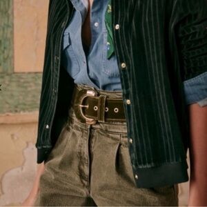 Sézane Oma Green Velvet Belt